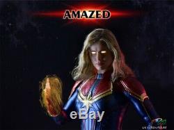 1/6 Scale BY-ART Captain Marvel Female Action Figure Set With 2 Head Cat Accessory