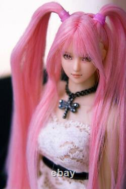 1/6 Scale Female Cosplay Pink Hair Head Sculpt Carving Model for 12 Figure Doll