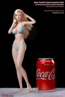 1/6 Seamless Female Body Action Figure Pale Asian Slim With Head Phicen For 12