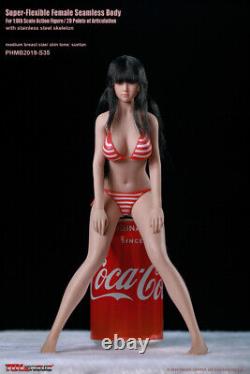 1/6 Seamless Female Body Action Figure Suntan Asian Slim With Head Phicen For 12