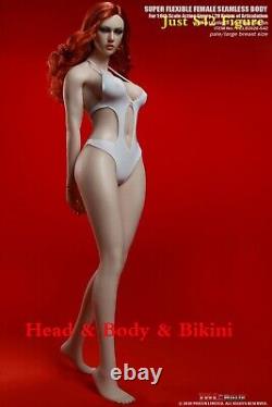 1/6 Seamless Female Body Pale Large Bust with Head Action Figure For 12inch Doll
