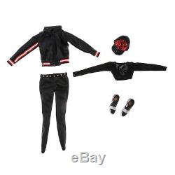 16 Black Cloth Female Clothes Motorcycle Clothing Set for 12 Action Figure