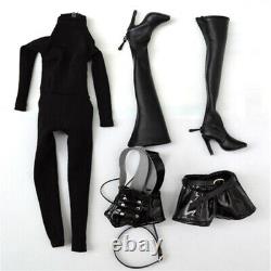 16 Black Leather Clothes Outfit For 12 Female TBL Phicen UD JO Figure Toy