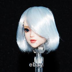 16 White Short Hair Anime Girl Head Sculpt & Body For 12 Phicen Female DIY