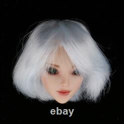 16 White Short Hair Anime Girl Head Sculpt & Body For 12 Phicen Female DIY