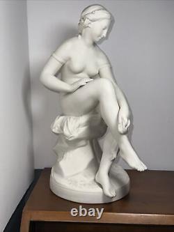 19 Th. C. Antique Parian Ware Victorian Classical Female Nude Large 13 Statue