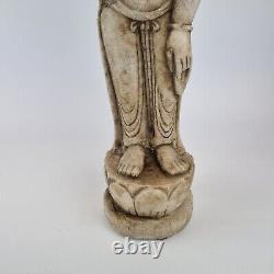 20th Century Chinese Carved Stone Figure Statue Buddha Female Holding Fruit