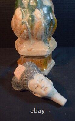 Antique Chinese Pottery Sculpture of Female Figure Head Stopper