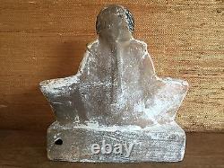 Antique Chinese Seated Female Figure with Fan Earthenware Slip Pigments