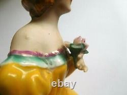 Art Deco German Female Figure Porcelain Powder Bowl Half Doll