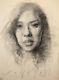 Asian Girl FEMALE PORTRAIT Study Original CHARCOAL Pencil Chalk DRAWING Realism