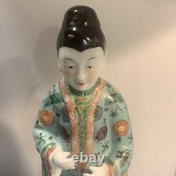 Beautiful Antique 14 TALL FEMALE Chinese Porcelain Statue of Standing Figure