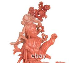 China 19. Jh Coral A Fine Chinese Coral Figure Of A Female Immortal Cinese
