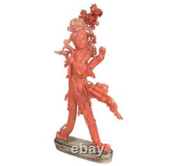China 19. Jh Coral A Fine Chinese Coral Figure Of A Female Immortal Cinese