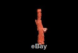 China 20. Jh Coral Statue a Chinese Coral Figure of a Female Immortal Cinese