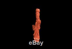 China 20. Jh Coral Statue a Chinese Coral Figure of a Female Immortal Cinese