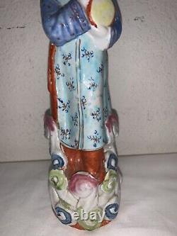 Chinese Antique Famille Rose Porcelain figure female detailed H 24cm