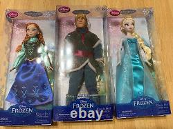 Disney Store ANNA, ELSA & KRISTOFF Classic 12 Dolls Frozen NEW