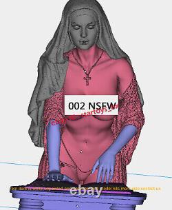 Female Nun 1/8 1/6 1/4 Scale Unpainted 3D Printing Model Kit Unassembled 2 Ver