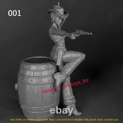 Female Soldier on Wooden Barrel 1/8 1/6 1/4 Unpainted Model Kit Unassembled 2Ver