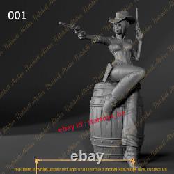 Female Soldier on Wooden Barrel 1/8 1/6 1/4 Unpainted Model Kit Unassembled 2Ver