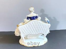 Germany Unterweissbach Porcelain Figural lady in ball gown with lace skirt, FAB