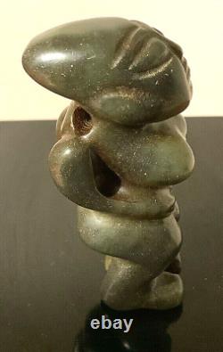 Hongshan Culture Green Jade Carved Fertility Figure, 7 cm Tall