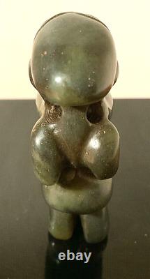 Hongshan Culture Green Jade Carved Fertility Figure, 7 cm Tall