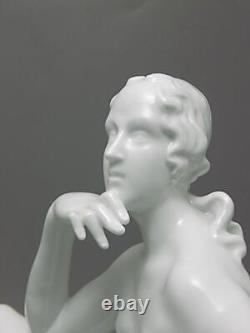 Impressive Karl Ens Volkstedt Porcelain Art Deco Reclining Nude Signed Rutz 1920