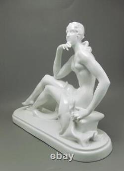 Impressive Karl Ens Volkstedt Porcelain Art Deco Reclining Nude Signed Rutz 1920