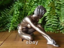 Nude Woman Sitting Sculpture Original Naked Female Figure Art Her Seated Legs