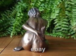 Nude Woman Sitting Sculpture Original Naked Female Figure Art Her Seated Legs