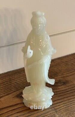 RARE Estate Antique Chinese White Jade Carved Figure of a Female Immortal-6 3/4