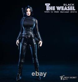 VSTOYS 16 Black Weasel Female Clothes Head Leather Suit 19XG48 Figure Body Doll