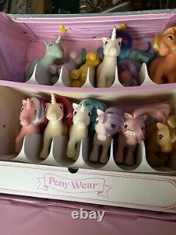 Vintage 1985 My Little Pony Collectors Carrying Case & Lot Of 13 G1 Ponies +
