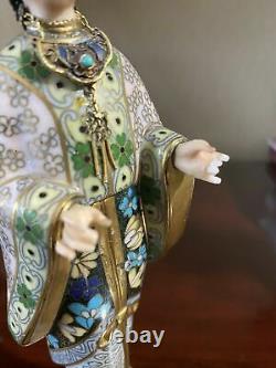 Vintage Chinese Cloisonne Figure Statue Women Carved
