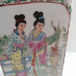 Vintage Chinese Famille Rose Vase Hand Painted female figures and Floral design