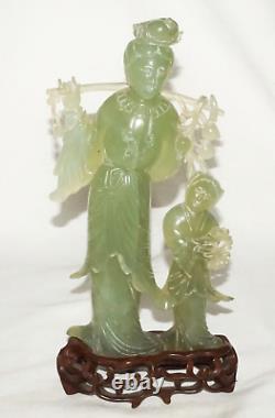 Vintage Chinese Soapstone Carved Robed Female & Male Figure Sculpture (WiR)
