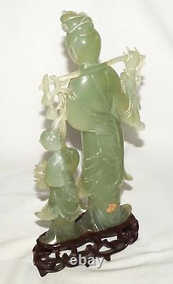 Vintage Chinese Soapstone Carved Robed Female & Male Figure Sculpture (WiR)