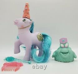 Vintage My Little Pony G1 PRINCESS SPARKLE AMETHYST withBushwoolie, Wand, & Hat