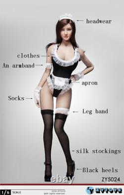 ZYTOYS 1/6 Maid Clothes Suit Wear Stockings Shoes for 12'' Female Phicen Figure