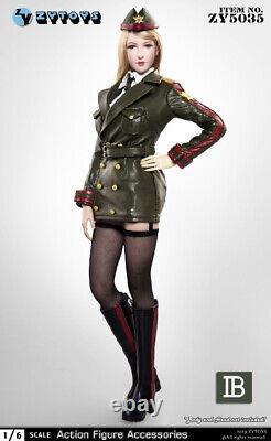 ZYTOYS ZY5035B 1/6 Head and Leather Military Uniform Set Fit 12 Female Figure
